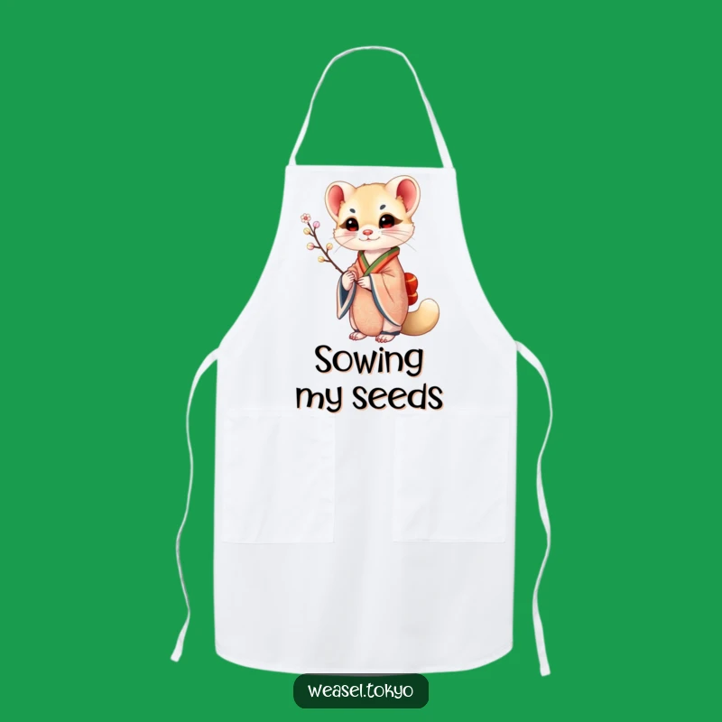 Artistic Funny Weasel Kimono Apron: Elegant Kitchen Wear