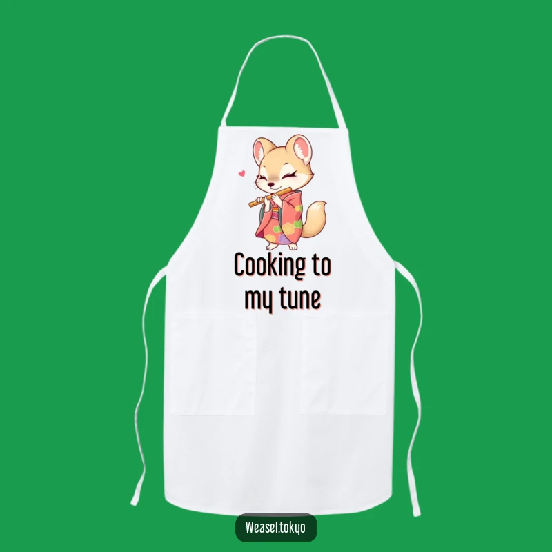 Funny Weasel Flute Player Apron: Cook with Musical Flair!