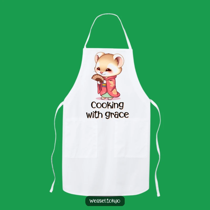 Funny Weasel Kimono Apron: Curious Cartoon Kitchen Wear. A Hilarious Funny Gift for Cooks