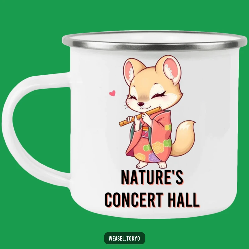 Adventure Funny Weasel Flute Player Camping Mug: Serenade Your Outdoors!