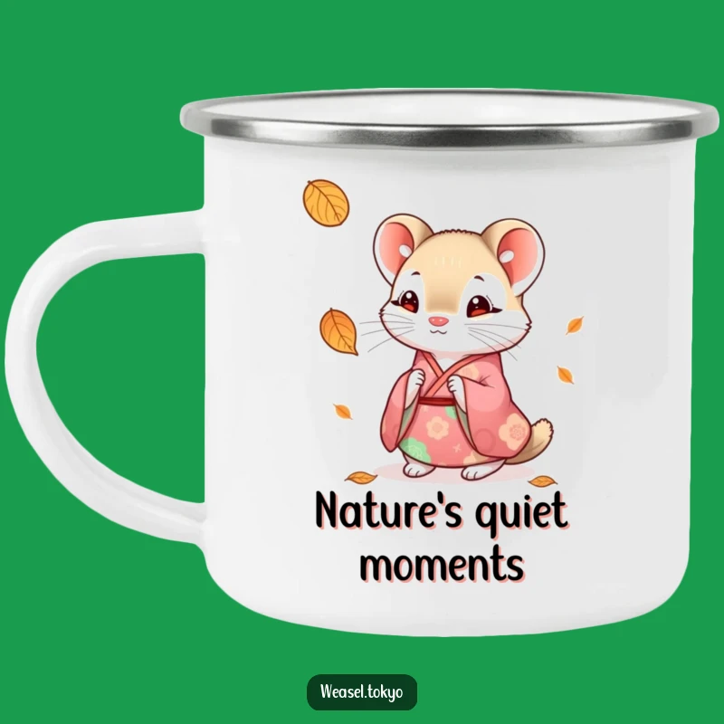 Autumnal Funny Weasel Kimono Camping Mug for Curious Adventures