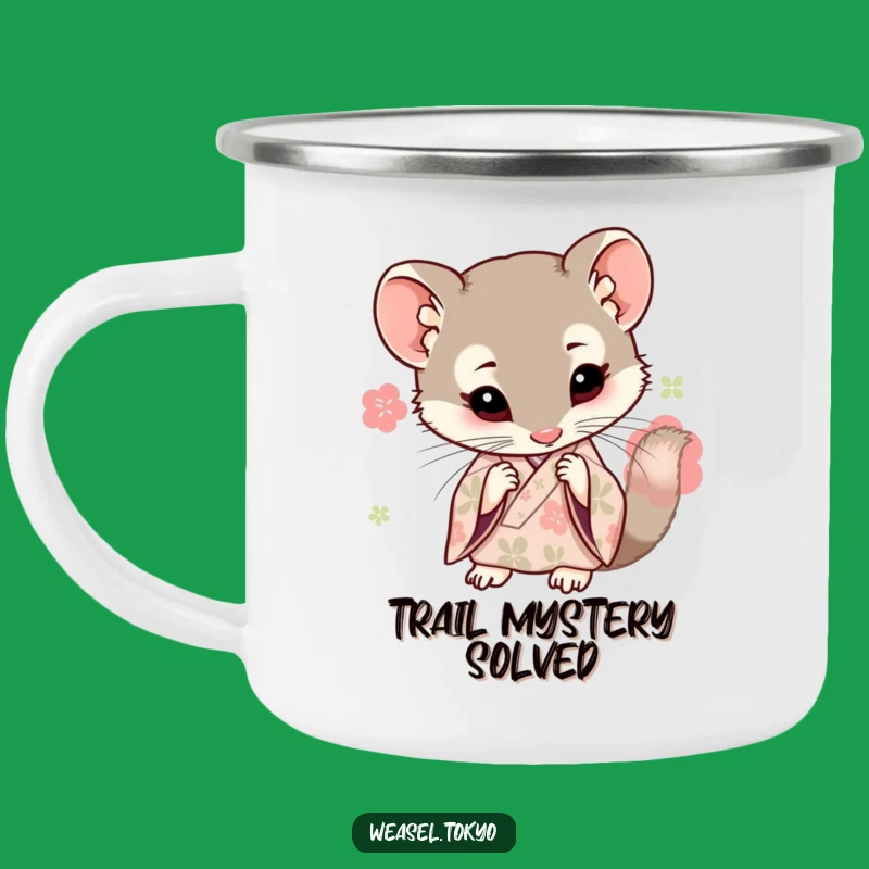 Funny Kawaii Weasel Kimono Camping Mug - Curious Explorer - Outdoor Gift