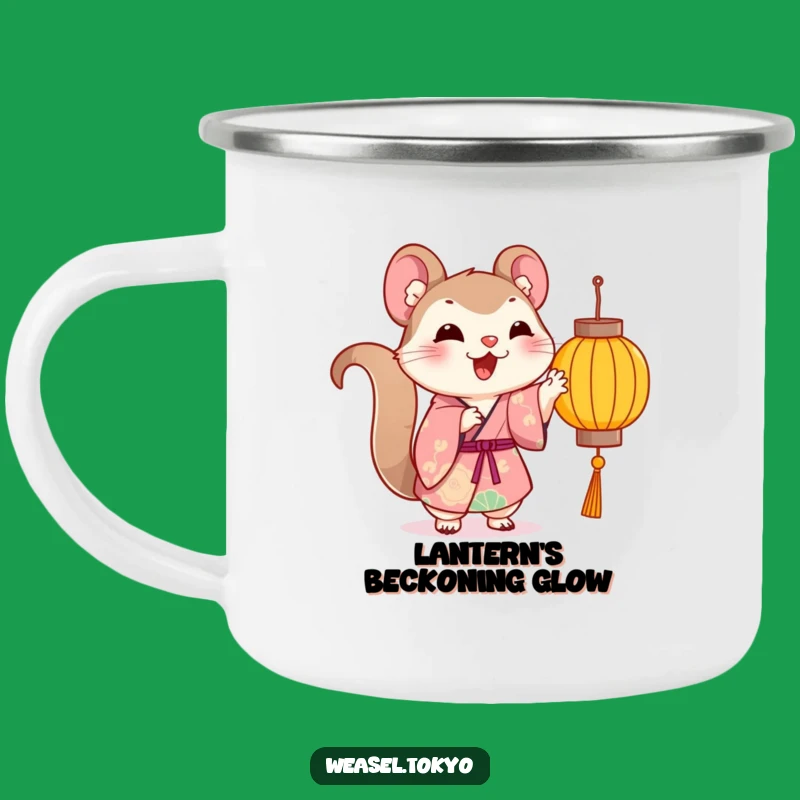Funny Kawaii Weasel Kimono Camping Mug - Playful Lantern - Outdoor Fun