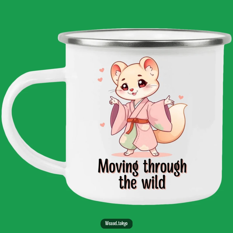 Energetic Funny Weasel Kimono Camping Mug for Active Adventures