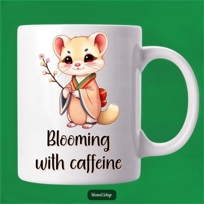 Elegant Funny Weasel Kimono Mug: Sophisticated Humor Art Gift