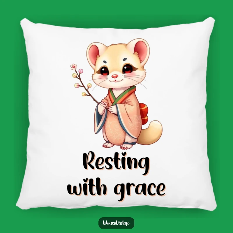 Elegant Funny Weasel Kimono Pillow: Artistic & Comfy Home Accent