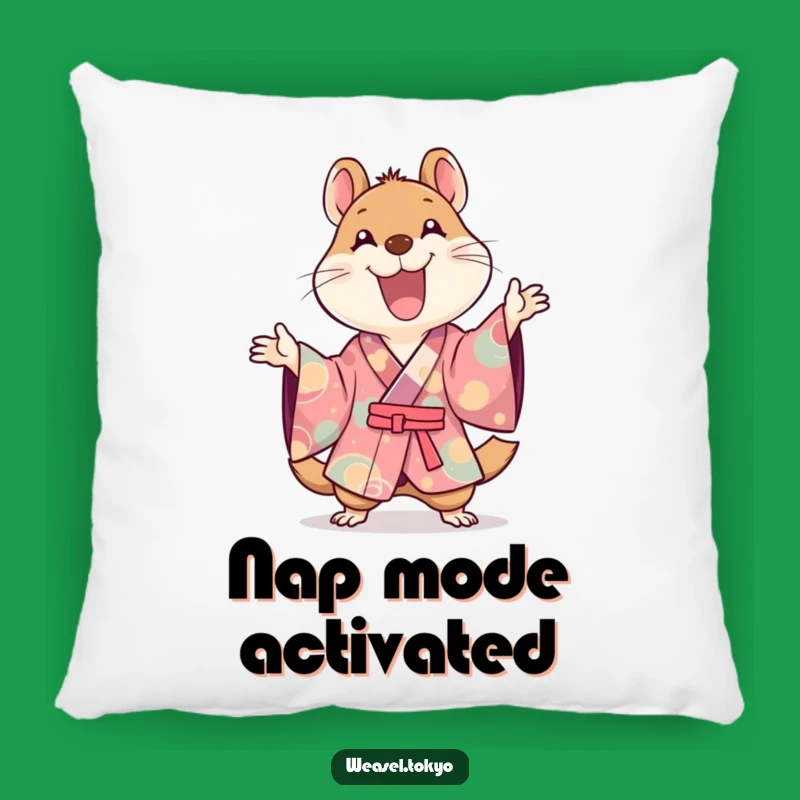 Funny Kawaii Weasel Kimono Pillow: Joyful Gestures Plush Comfort - Gift