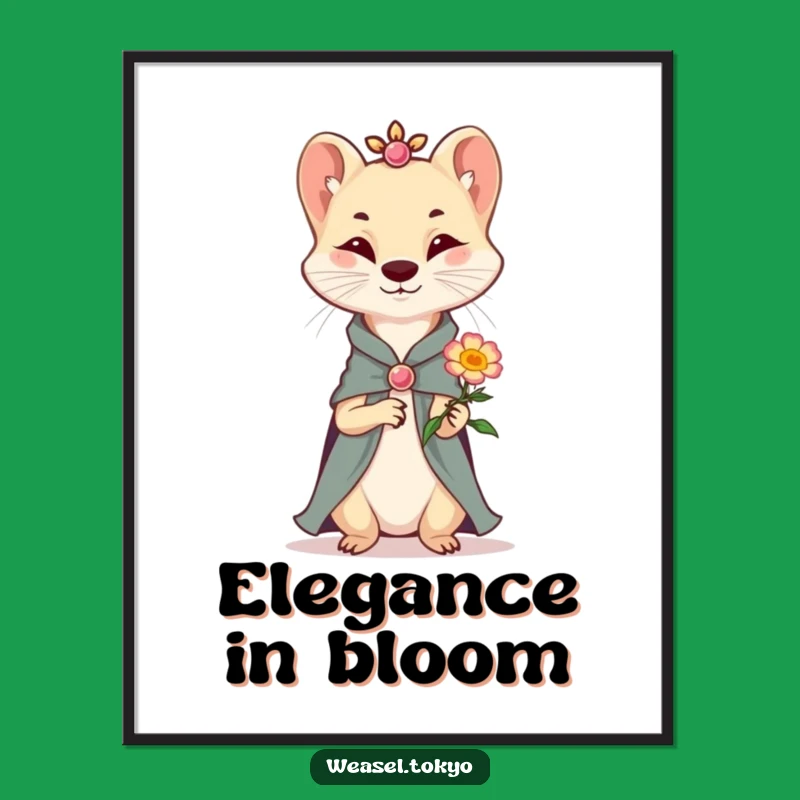 Funny Weasel Flower Digital Art: Instant Elegant Charm Gift