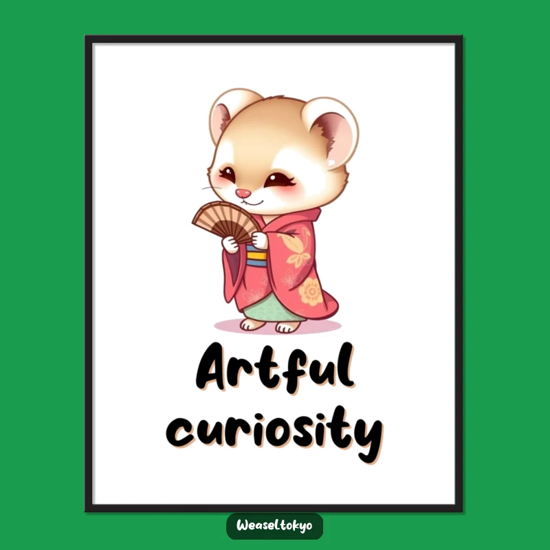 Funny Weasel Kimono Digital Art: Curious Print for Instant Decor. A Unique Gift