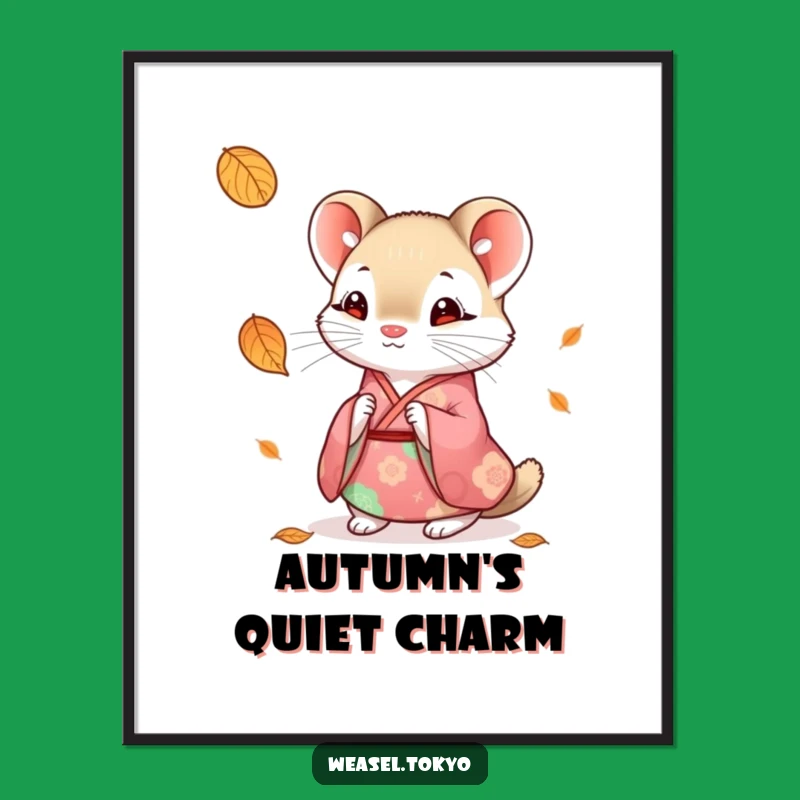 Funny Weasel Kimono Digital Print: Instant Autumnal Curiosity
