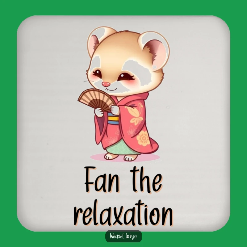 Funny Weasel Kimono Coaster: Curious Cartoon Protection for Surfaces. A Fun Table Gift