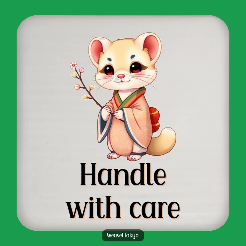 Elegant Funny Weasel Kimono Coasters: Artistic Surface Protection