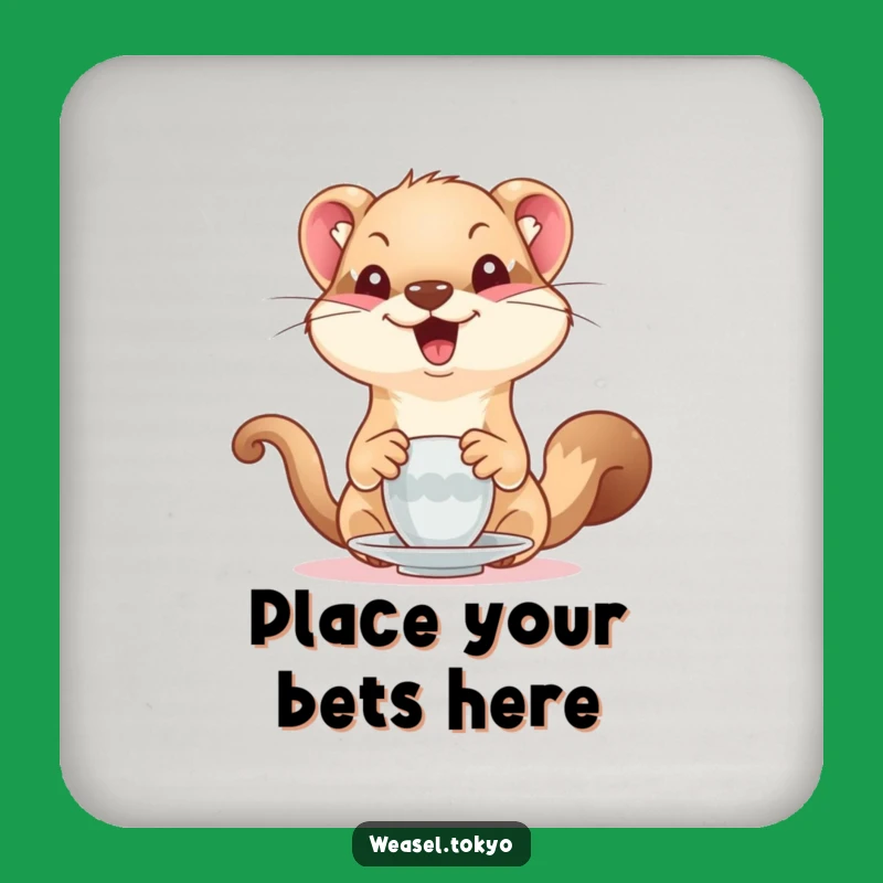 Funny Weasel Tea Party Coasters: Protect Surfaces with Humor