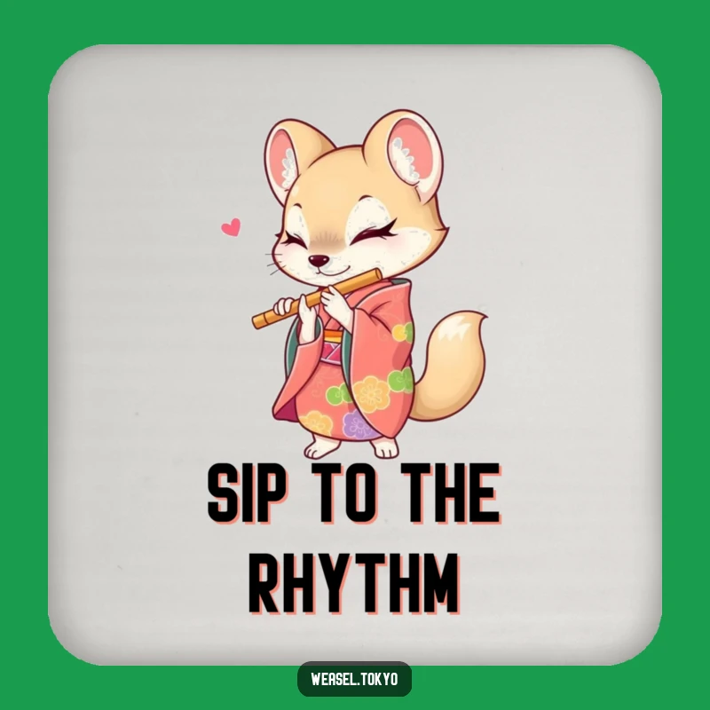 Funny Weasel Flute Player Coaster: Protect with Musical Charm!