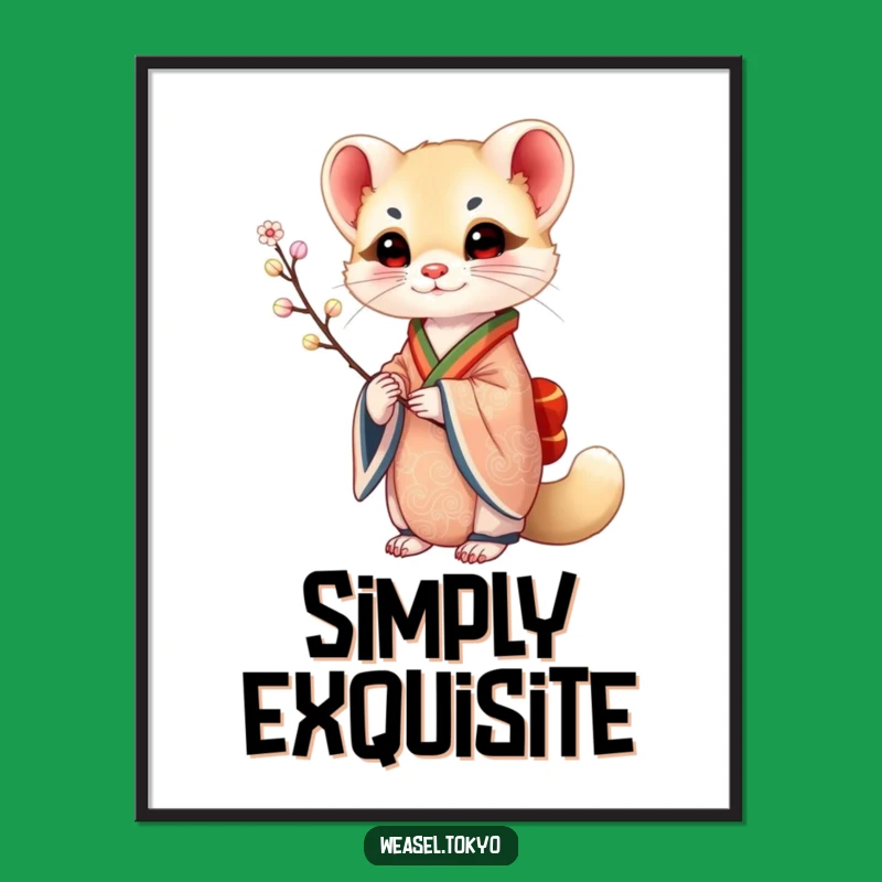Artistic Funny Weasel Kimono Poster: Elegant Wall Decor