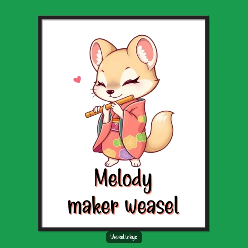 Funny Weasel Flute Player Poster: Vibrant Musical Art for Your Wall!