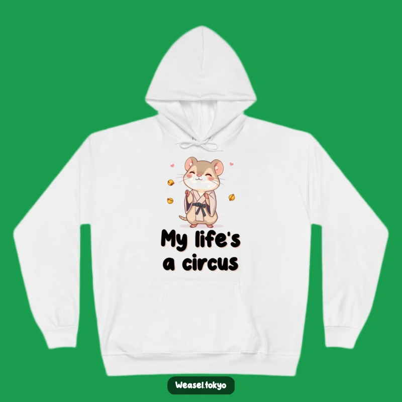 Cozy Funny Weasel Juggling Bells Hoodie: Warm and Whimsical Style