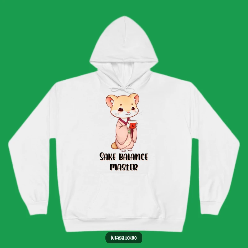 Cozy Funny Weasel Saké Balance Hoodie: Warm Comfort, Elegant Fun!