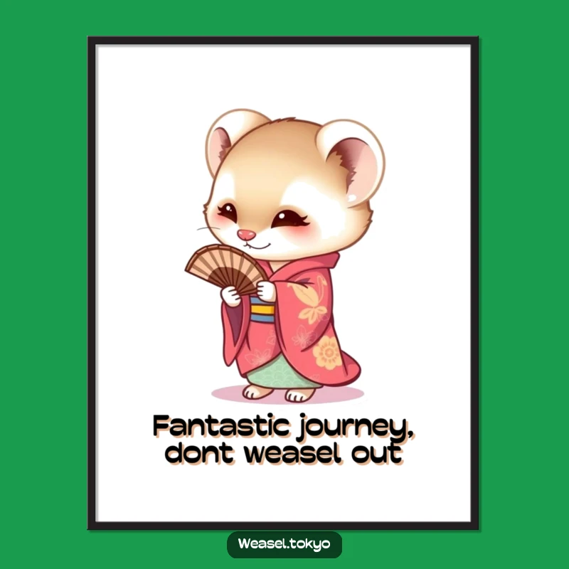 Free Printable Wall Art: Kimono Weasel Curious - Funny Downloadable Decor!