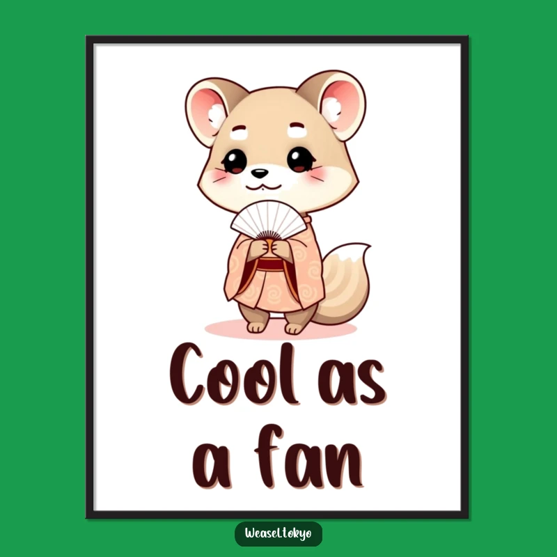 Free Printable Wall Art: Elegant Weasel with Fan for Sophisticated Decor