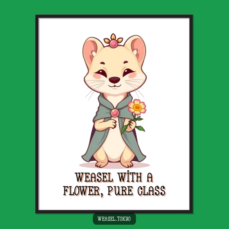 Funny Free Printable Wall Art: Elegant Weasel Flower Art Download