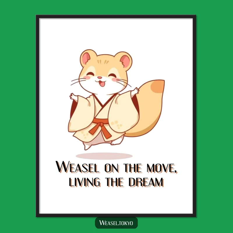 Funny Free Printable Wall Art: Weasel Kimono Flourish Downloadable Decor