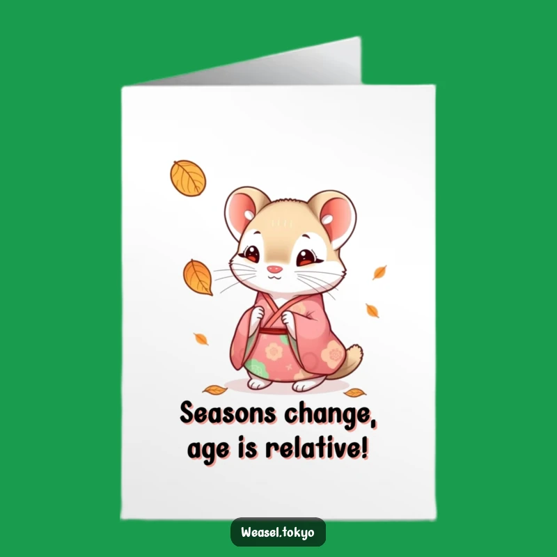 Free Printable Birthday Card: Curious Weasel and Leaf for a Thoughtful Gift