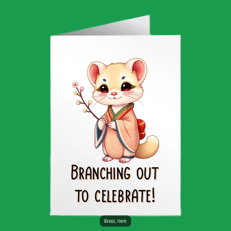 Free Printable Congrats Card: Weasel's Branch of Success - Elegant Downloadable Gift!