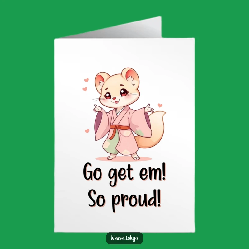 Free Printable Congrats Card: Energetic Weasel for Your Victorious Moment
