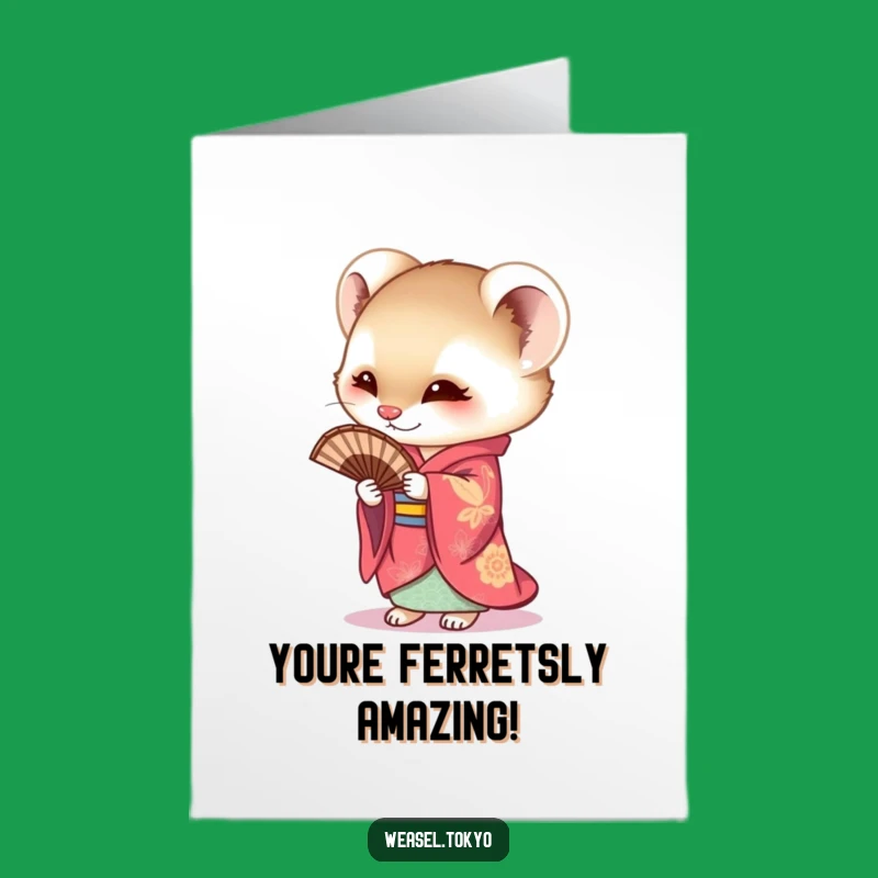 Free Printable Congrats Card: Kimono Weasel Cheers - Downloadable Celebration!