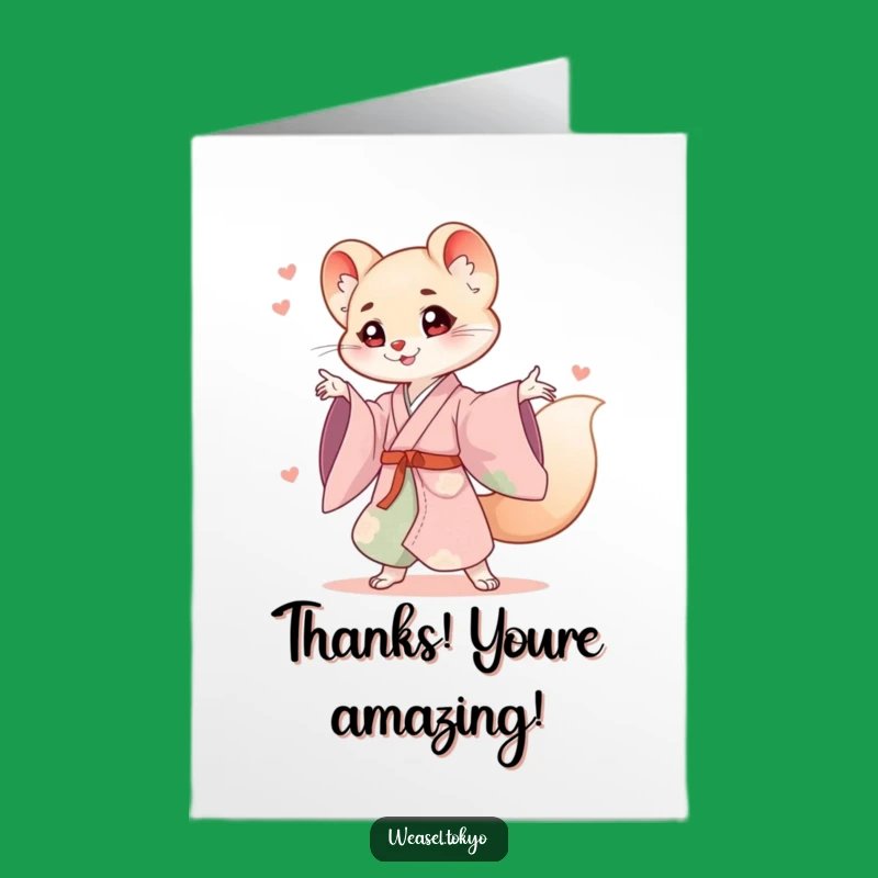 Free Printable Thank You Card: Energetic Weasel Shows Big Thanks