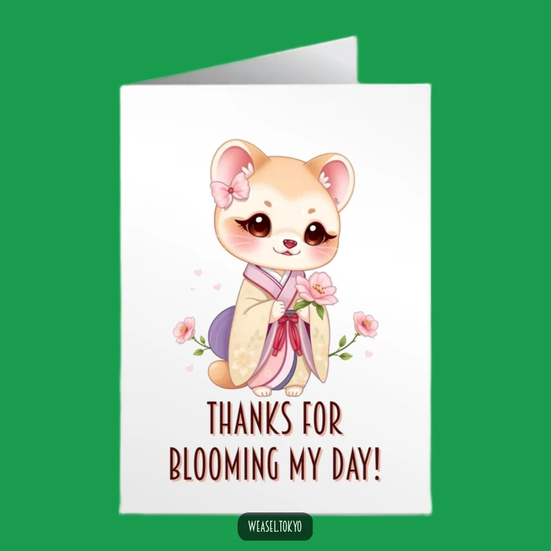 Free Printable Thank You Card: Weasel's Bloom Expresses Gratitude