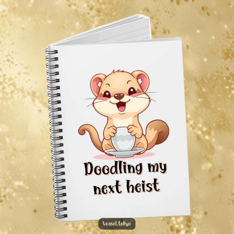 Funny Weasel Notebook: A delighted weasel hilariously serves tea on this notebook, perfect for jotting down funny thoughts and ideas.
