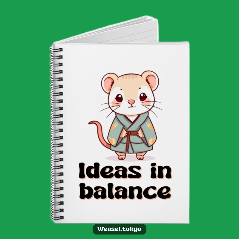 Funny Kawaii Weasel Kimono Notebook - Balanced Thoughts - Write Your Calm
