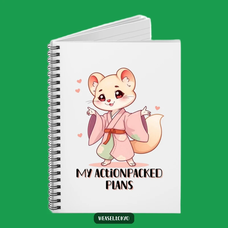 Funny Energetic Weasel Kimono Notebook: Jot Down Ideas Dynamically