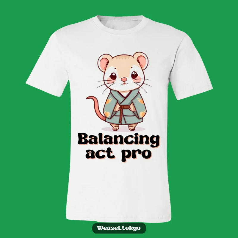 Funny Kawaii Weasel Kimono Tee - Whimsical Balance - Smart Gift
