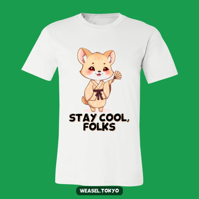 Funny Weasel Fan Waving T-Shirt: Style and Smiles!