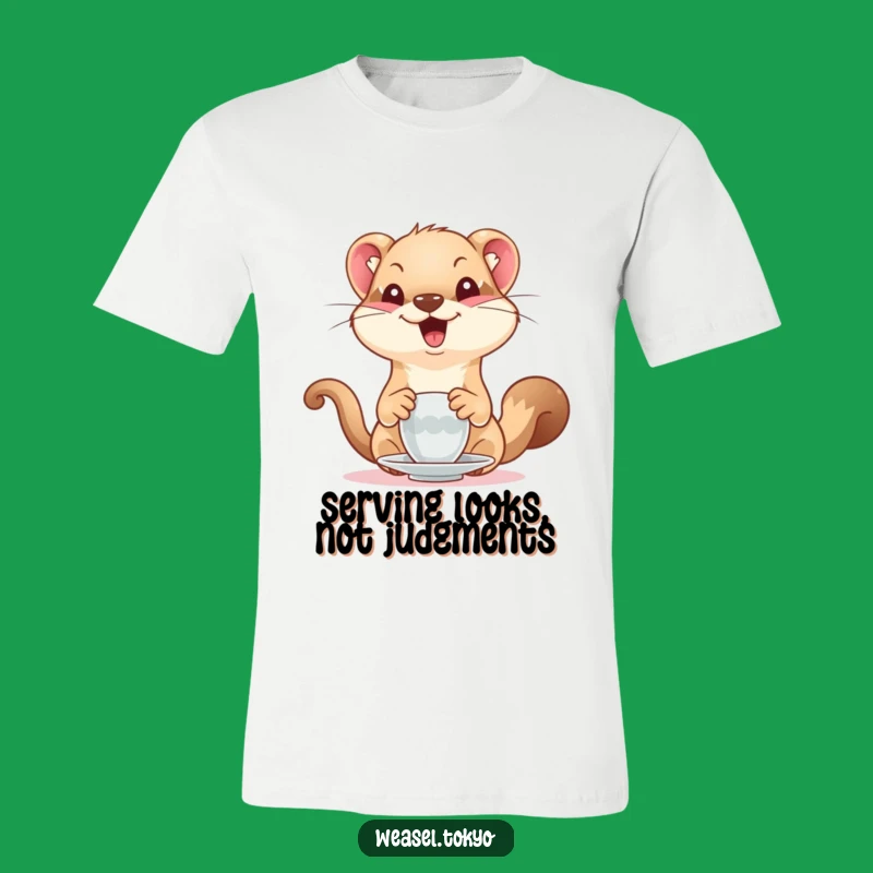 Funny Weasel Serving Tea T-Shirt: Hilarious Animal Apparel for a Laugh