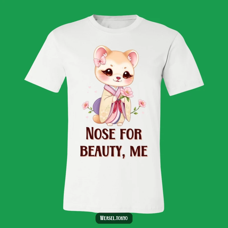 Funny Weasel Kimono Bloom T-Shirt: Wear Nature's Elegance and Style