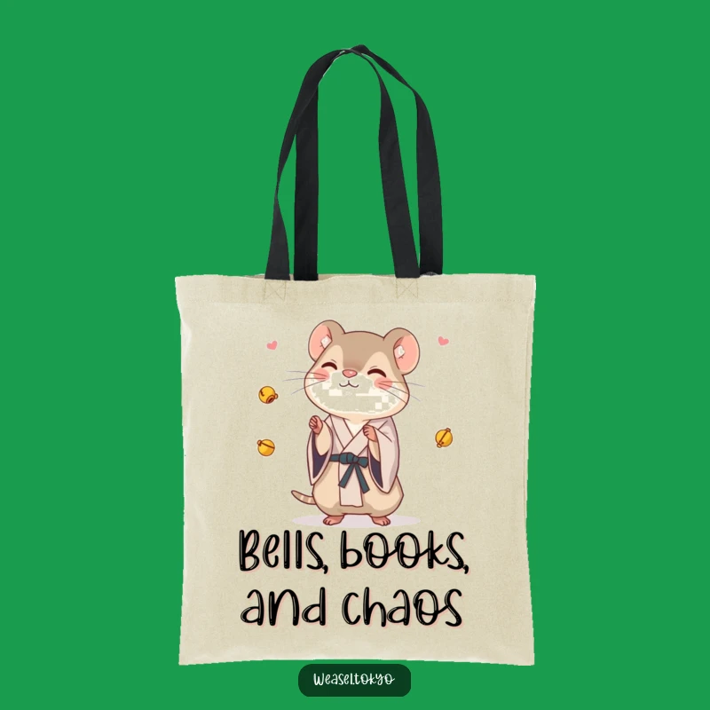 Funny Weasel Juggling Bells Tote Bag: Carry Fun and Flair