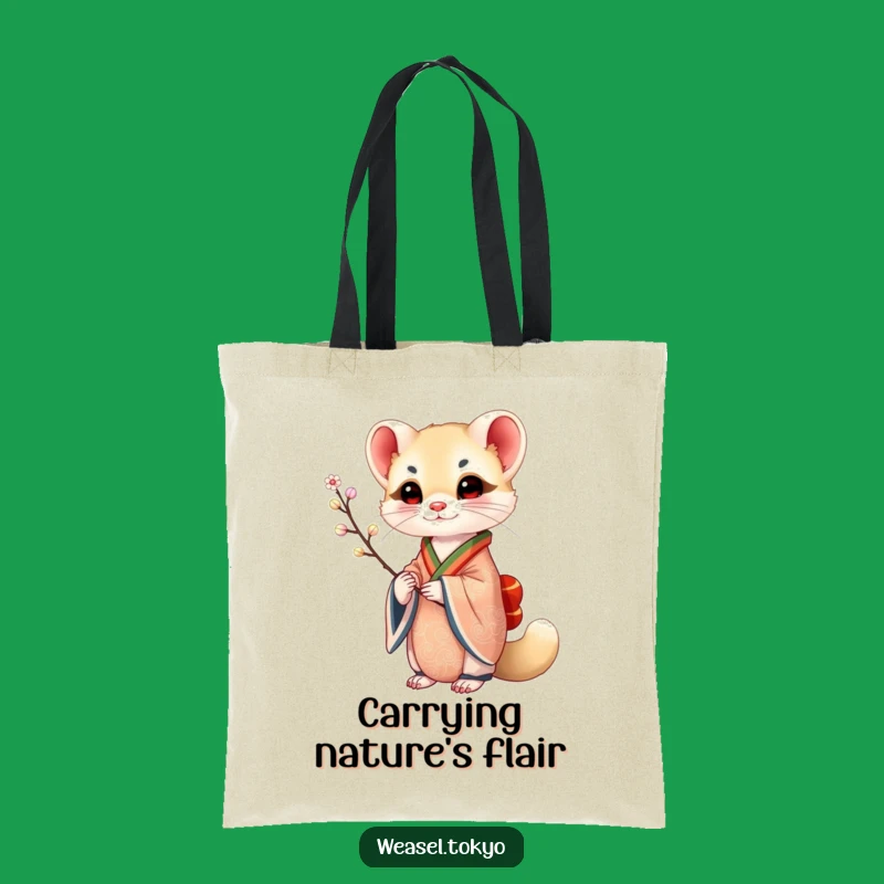 Elegant Funny Weasel Kimono Tote Bag: Carry Style and Humor