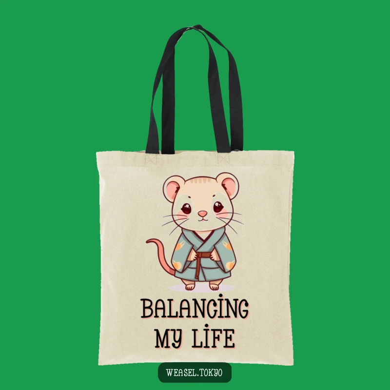 Funny Kawaii Weasel Kimono Tote - Balanced Charm - Carry Your Zen