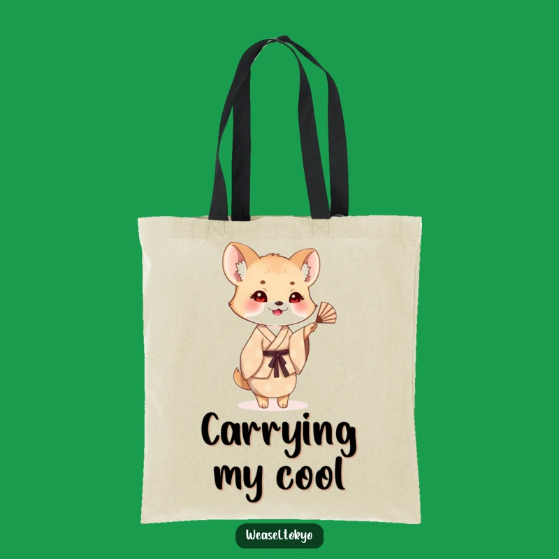 Funny Weasel Fan Waving Tote Bag: Carry Your Cheer Around!