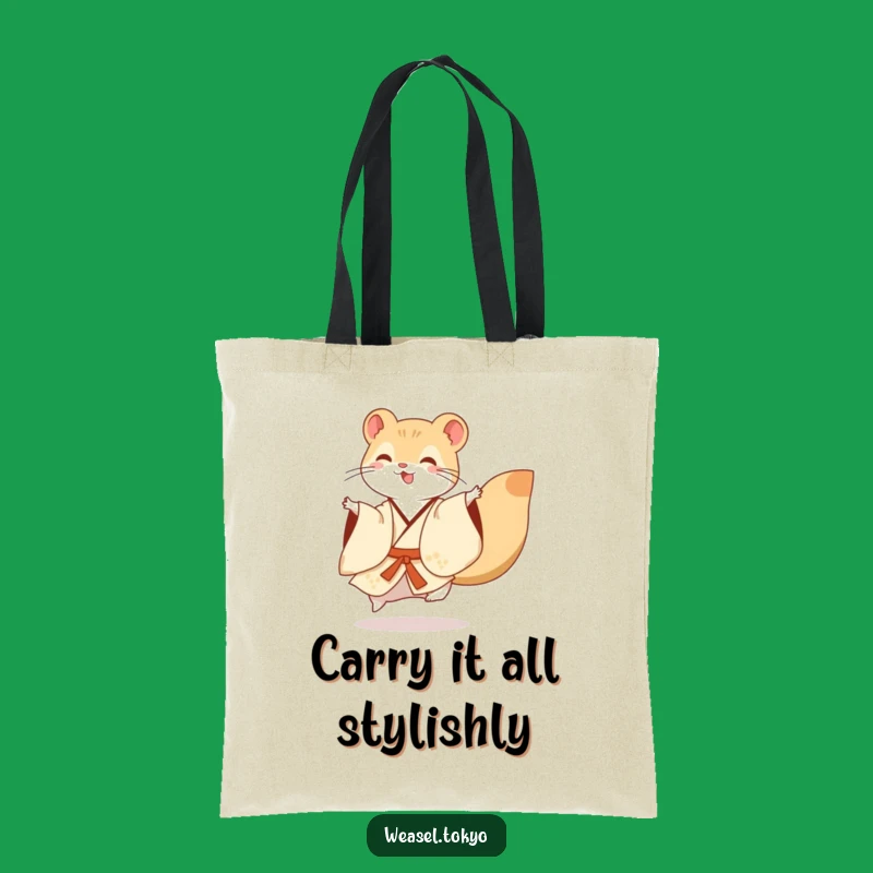 Funny Weasel Kimono Tote Bag: Carry Your Essentials with Joyful Flair